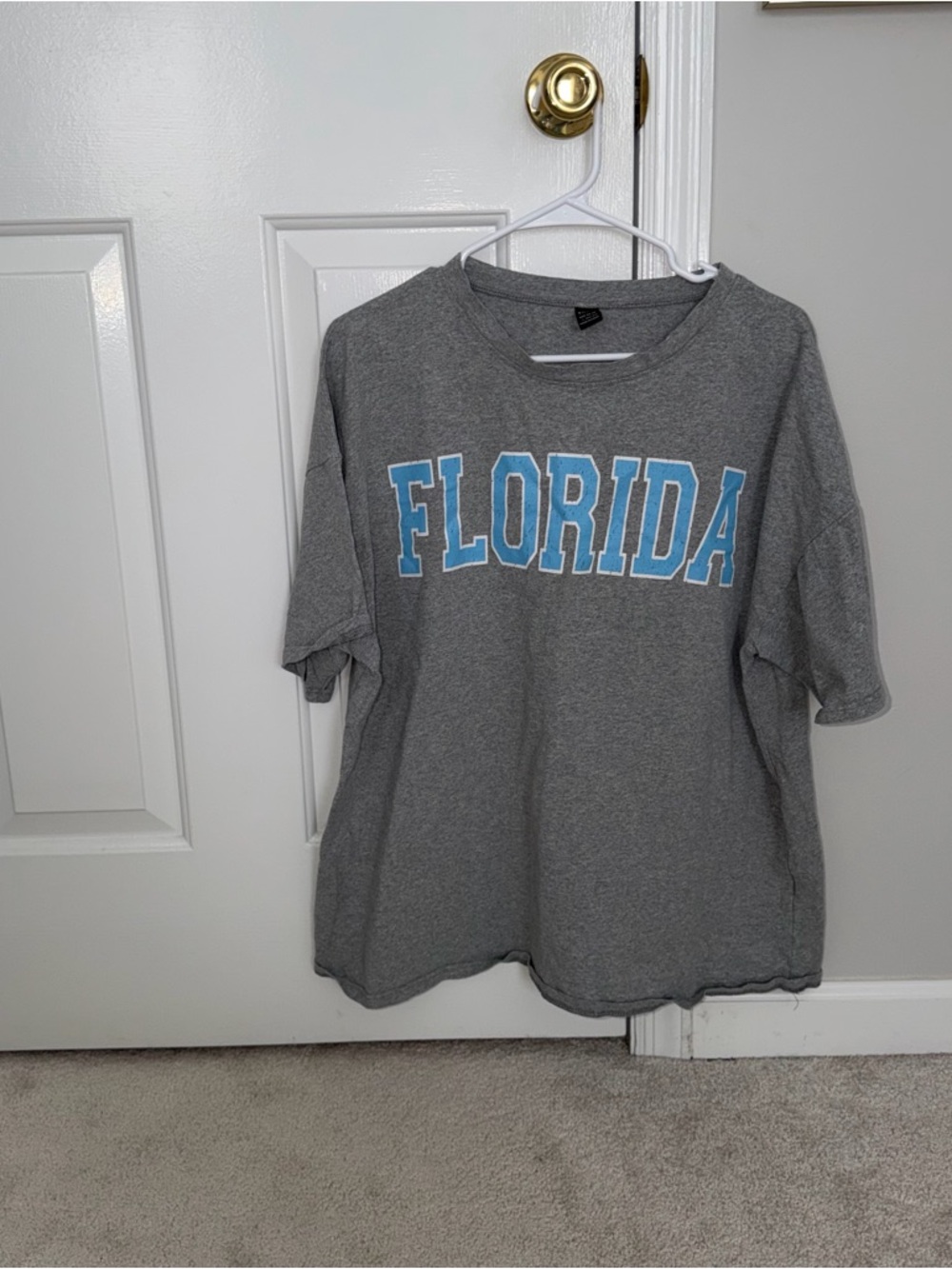SHEIN Grey Tee with Light Blue FLORIDA Graphic